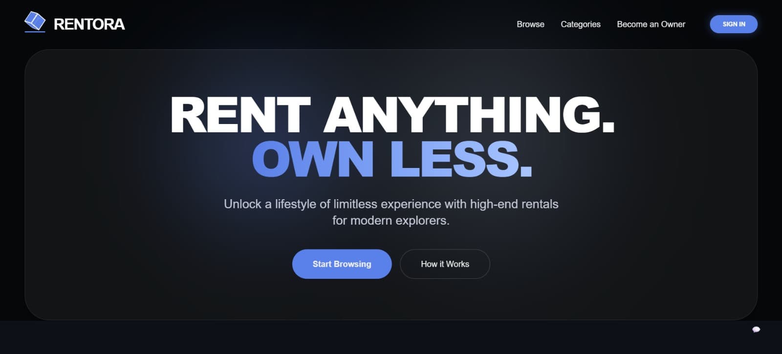 Rentora website preview