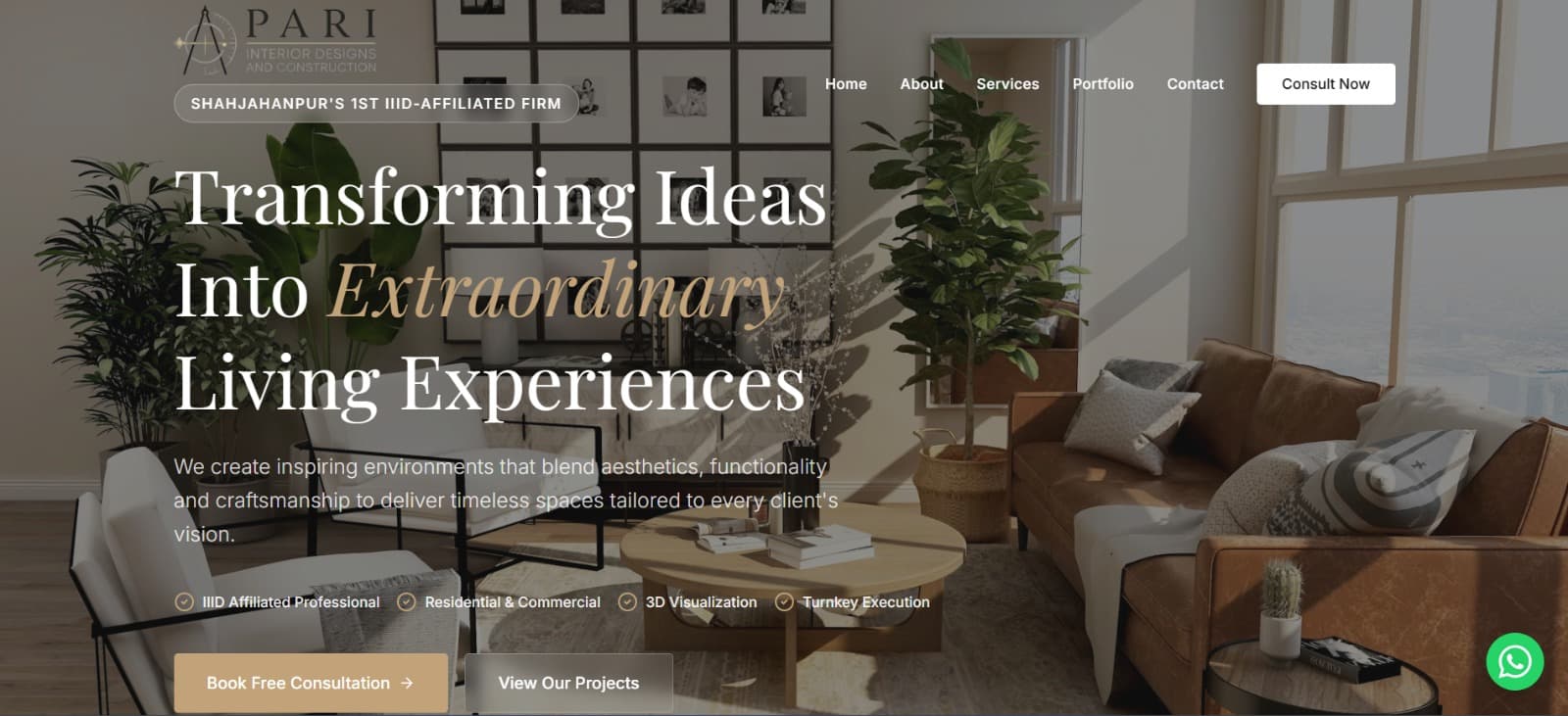 Pari Interiors & Constructions website preview