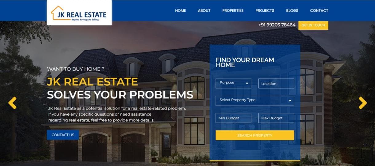 JK Real Estate Agents website preview
